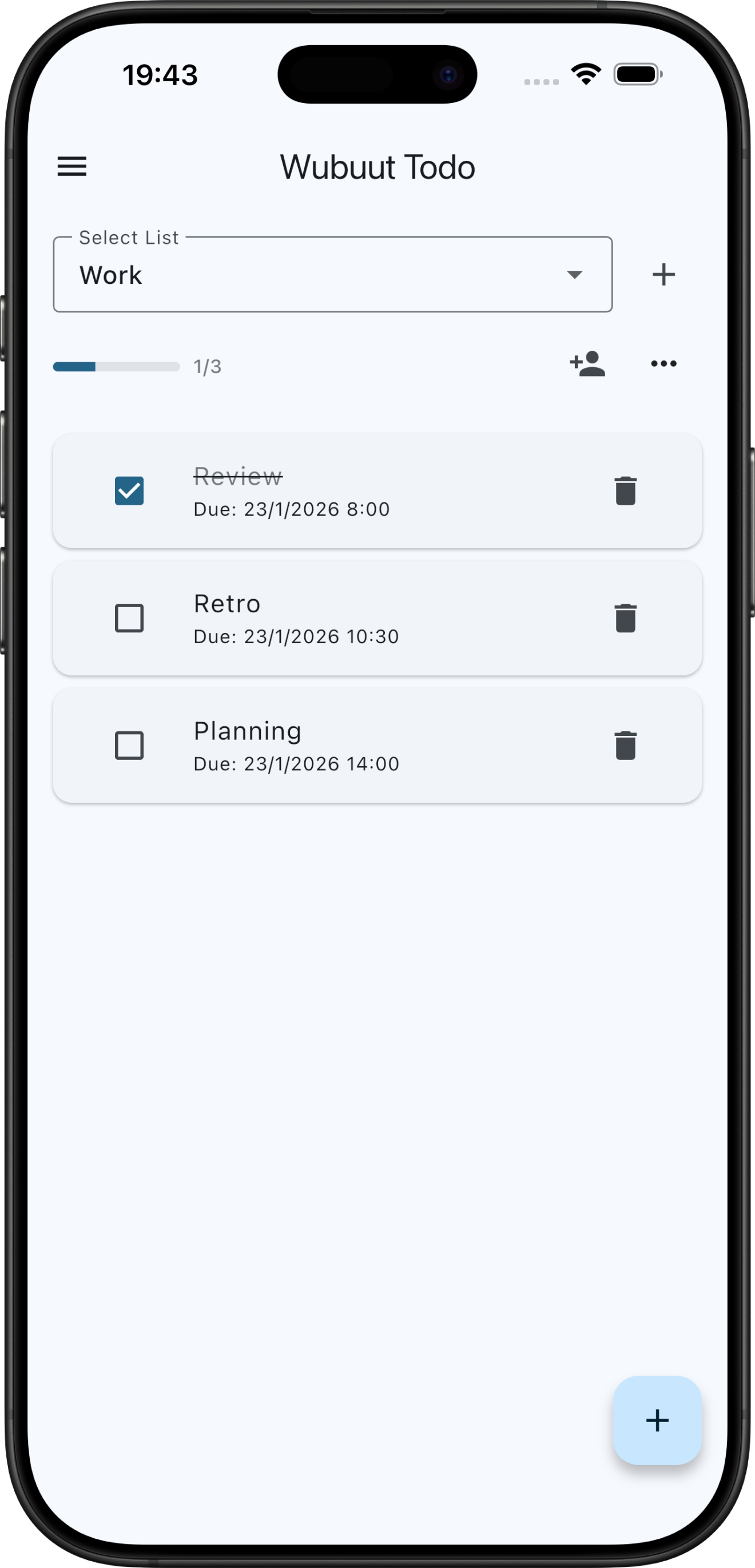 Task list view - see all your tasks at a glance